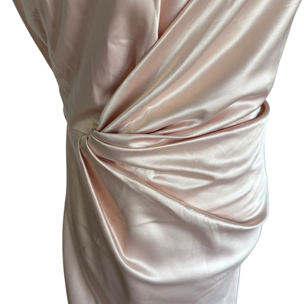 House of CB Coco Nude Satin Drape Back Wrap Dress Medium - Picture 4 of 13